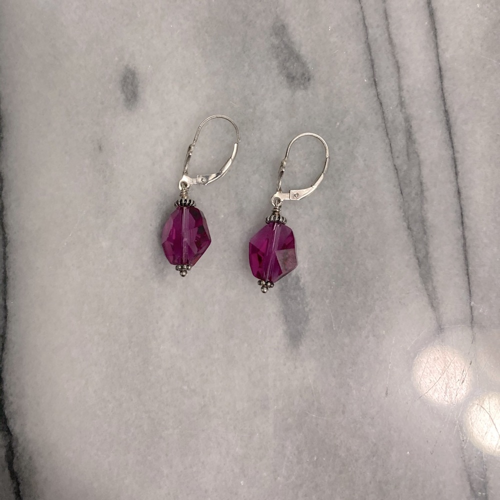 *Crystal Magenta Drop Earrings